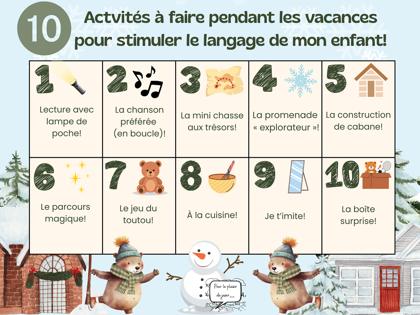 Calendrier d’activités des vacances des Fêtes