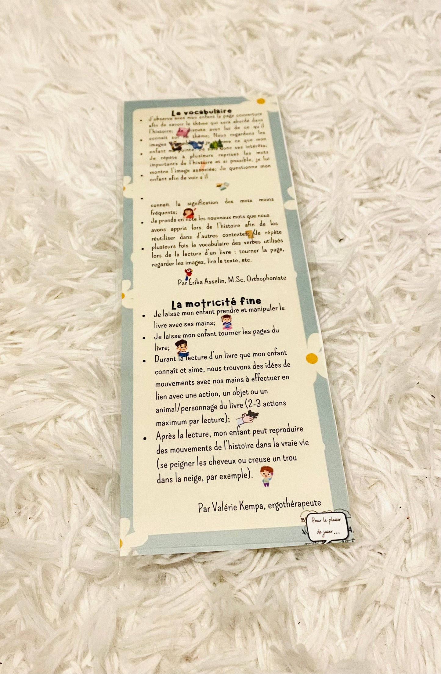 Signet pour stimuler le langage et la motricité fine (Version PDF) - Bleu